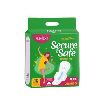 ELLOXI Secure & Safe Sanitary Pads XXL Jumbo | 320 mm | Heavy Flow Protection | Day & Night Use | Gel Technology | Cottony Soft | 40 Pads Pack