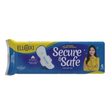 ELLOXI Secure & Safe Sanitary Pads | Cottony Soft | Day & Night Protection | Pack of 6 Pads